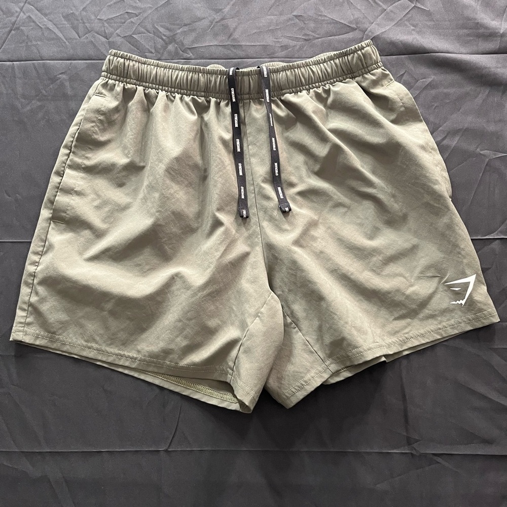 Gymshark Olive Green Elastic Waist Shorts medium - Picture 3 of 5